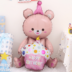 3D Cake Bear Aluminum Film Balloon Kids Birthday Party Decoration