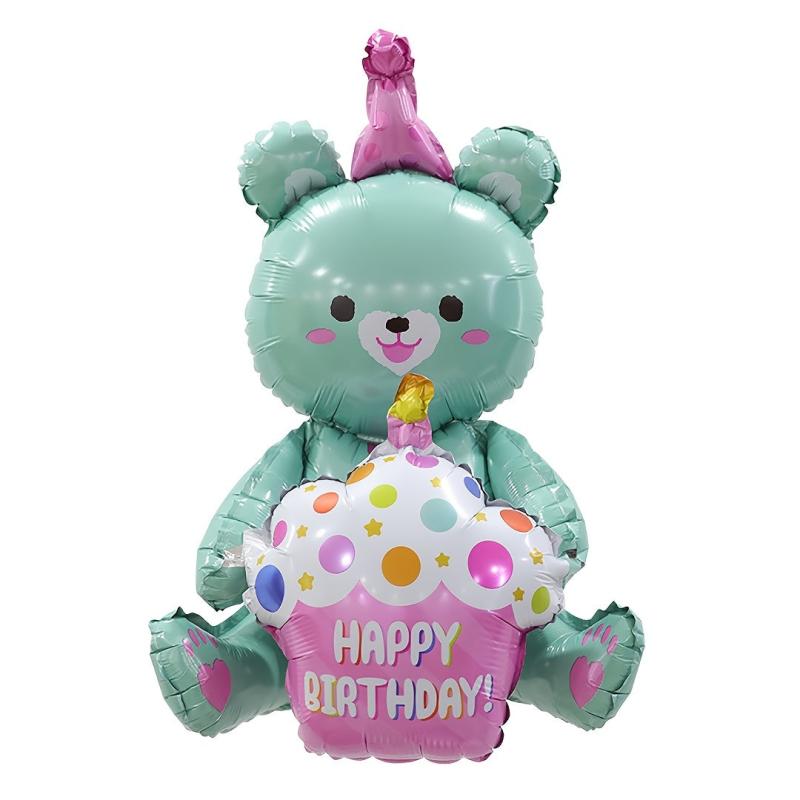 3D Cake Bear Aluminum Film Balloon Kids Birthday Party Decoration
