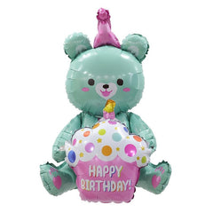 3D Cake Bear Aluminum Film Balloon Kids Birthday Party Decoration