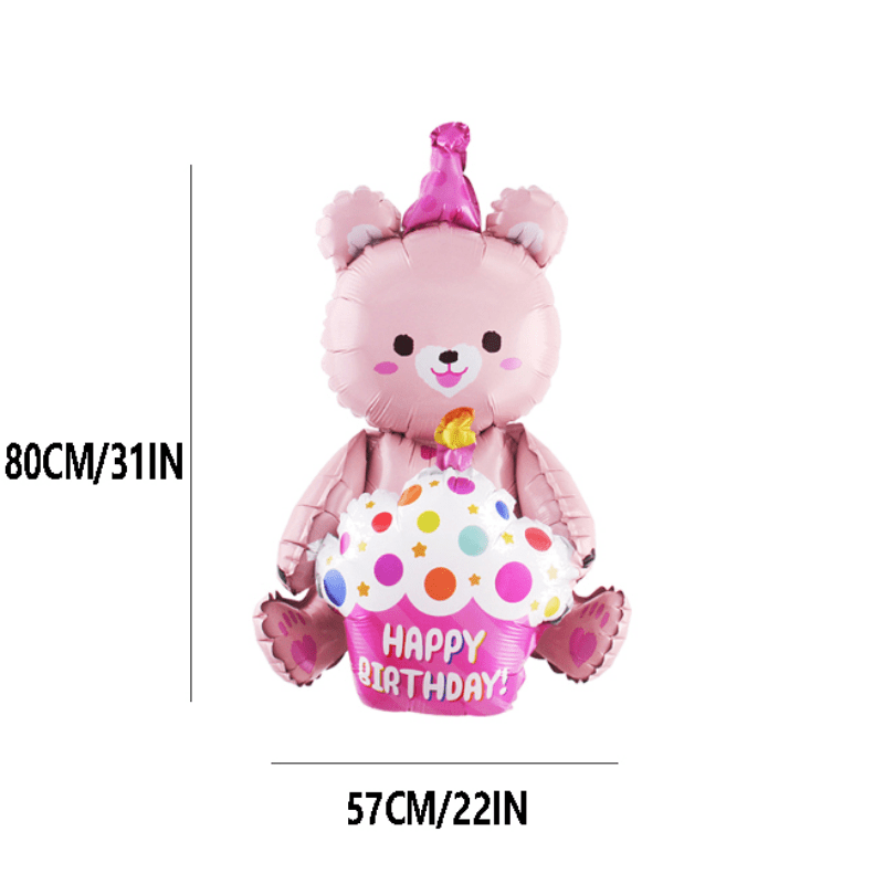 3D Cake Bear Aluminum Film Balloon Kids Birthday Party Decoration