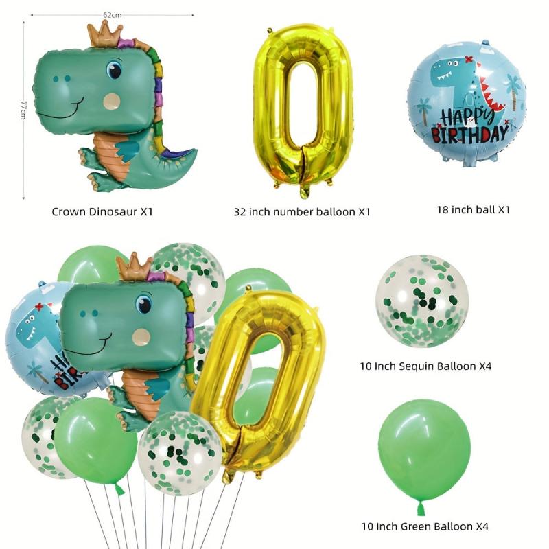 Green Dinosaur Foil Balloon Set Birthday Party Decoration