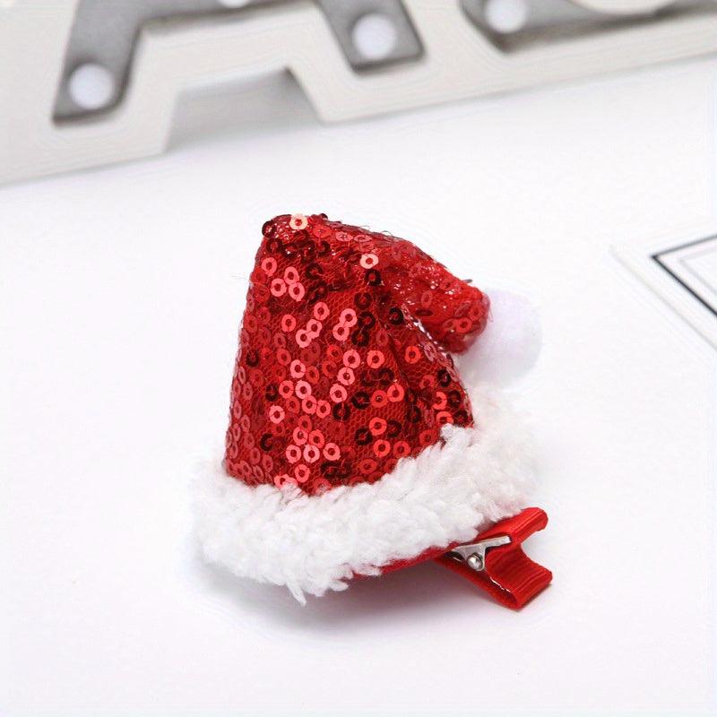 Christmas Hat Hair Clip Sequins Small Headdress Clip