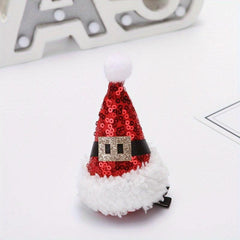 Christmas Hat Hair Clip Sequins Small Headdress Clip