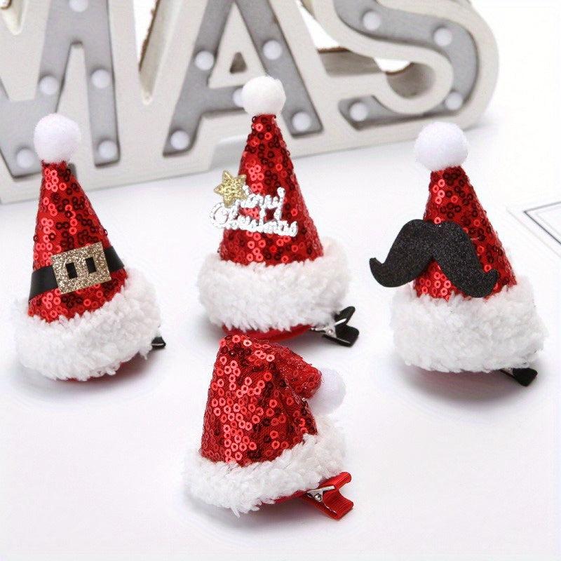 Christmas Hat Hair Clip Sequins Small Headdress Clip