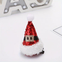 Christmas Hat Hair Clip Sequins Small Headdress Clip