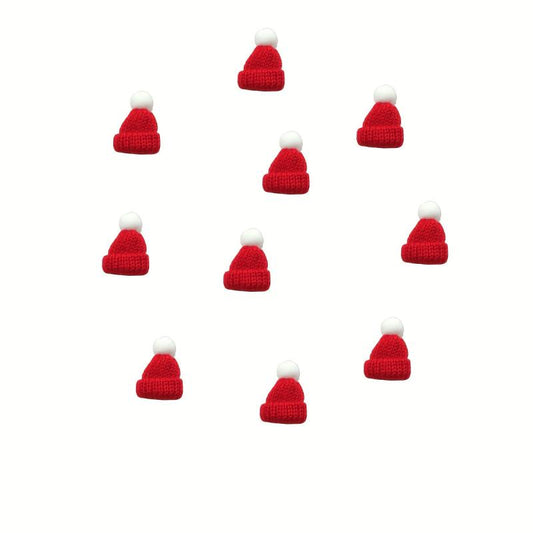 10pcs Christmas Knitted Hats for DIY Crafting Ornaments & Doll Hair Jewelry