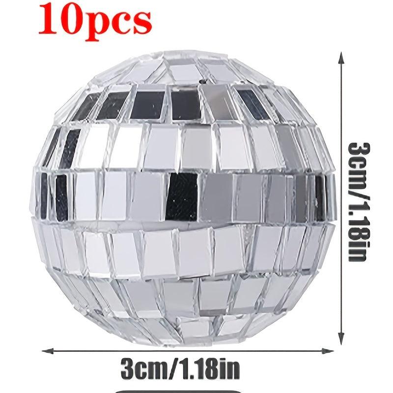 10pcs Disco Ball Cupcake Toppers - Disco Theme Cake Decorations