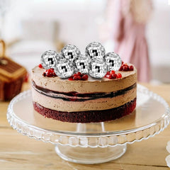 10pcs Disco Ball Cupcake Toppers - Disco Theme Cake Decorations