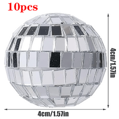10pcs Disco Ball Cupcake Toppers - Disco Theme Cake Decorations