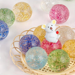 12pcs Glitter Bouncy Balls Party Favors 6 Colors 30mm Rubber Bounce Balls