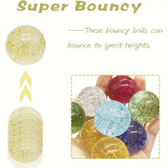 12pcs Glitter Bouncy Balls Party Favors 6 Colors 30mm Rubber Bounce Balls