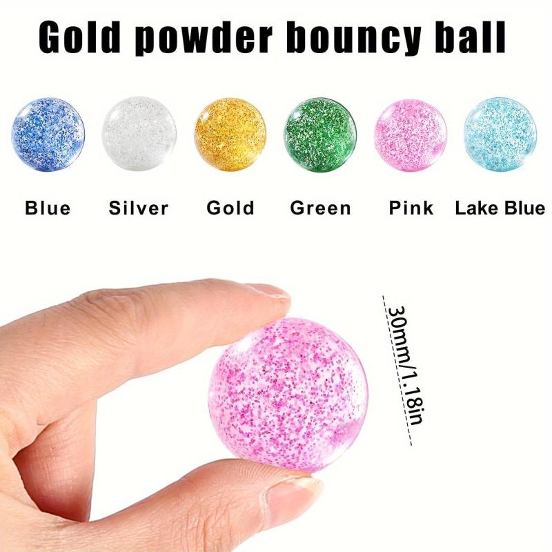 12pcs Glitter Bouncy Balls Party Favors 6 Colors 30mm Rubber Bounce Balls