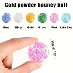 12pcs Glitter Bouncy Balls Party Favors 6 Colors 30mm Rubber Bounce Balls