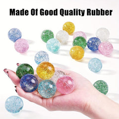 12pcs Glitter Bouncy Balls Party Favors 6 Colors 30mm Rubber Bounce Balls