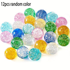 12pcs Glitter Bouncy Balls Party Favors 6 Colors 30mm Rubber Bounce Balls