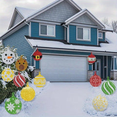 12pcs Christmas Ball Yard Sign Outdoor Lawn Decor Hanging Snowflake Ball