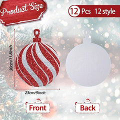 12pcs Christmas Ball Yard Sign Outdoor Lawn Decor Hanging Snowflake Ball