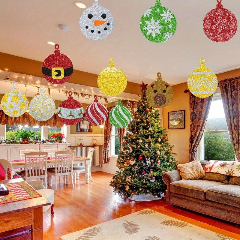 12pcs Christmas Ball Yard Sign Outdoor Lawn Decor Hanging Snowflake Ball