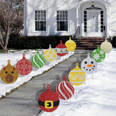 12pcs Christmas Ball Yard Sign Outdoor Lawn Decor Hanging Snowflake Ball
