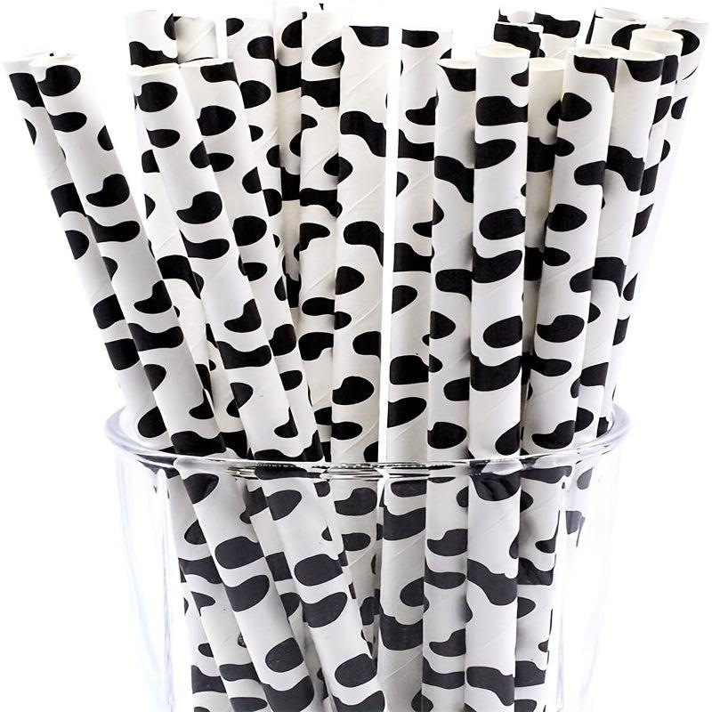 25pcs Cow Party Supplies Straws Farm Birthday Party Supplies Paper Straws