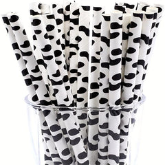 25pcs Cow Party Supplies Straws Farm Birthday Party Supplies Paper Straws