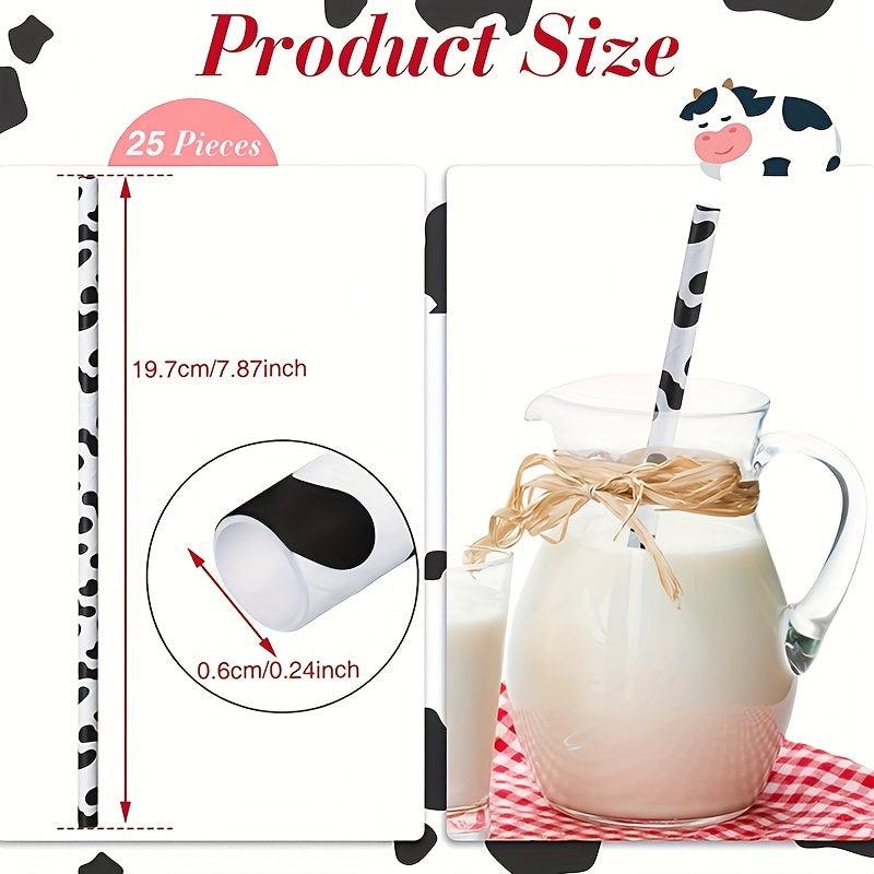 25pcs Cow Party Supplies Straws Farm Birthday Party Supplies Paper Straws
