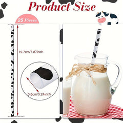 25pcs Cow Party Supplies Straws Farm Birthday Party Supplies Paper Straws