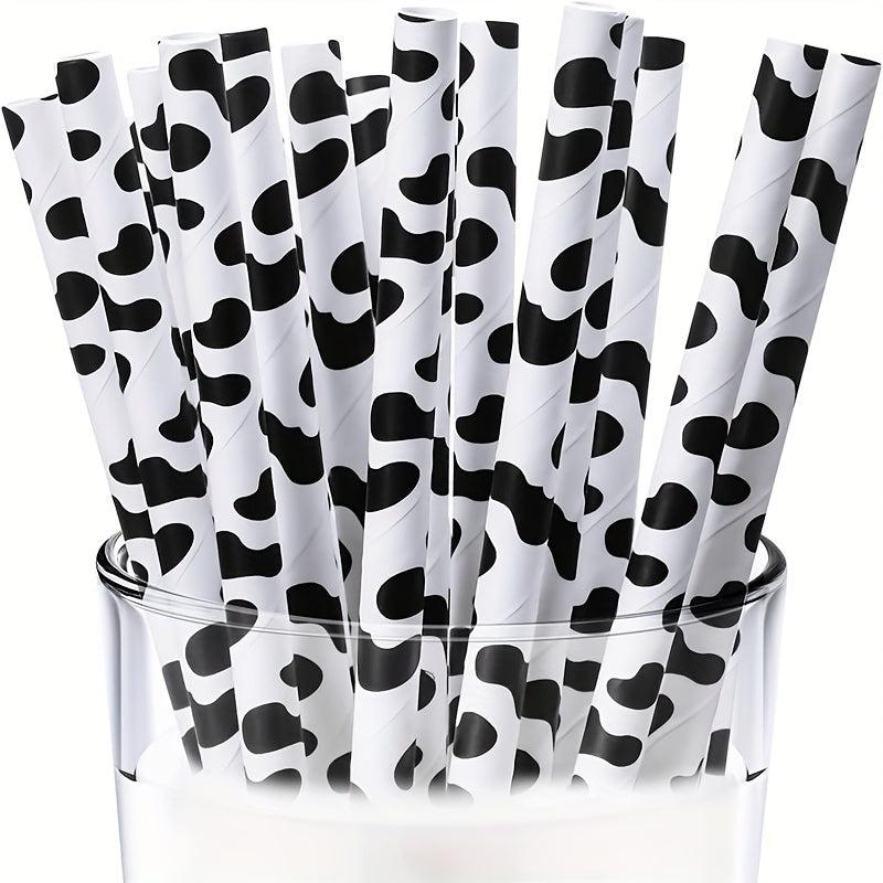 25pcs Cow Party Supplies Straws Farm Birthday Party Supplies Paper Straws