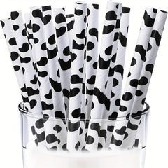 25pcs Cow Party Supplies Straws Farm Birthday Party Supplies Paper Straws