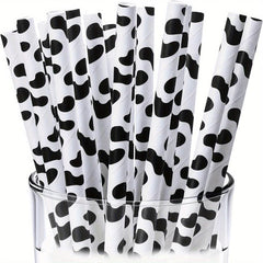 25pcs Cow Party Supplies Straws Farm Birthday Party Supplies Paper Straws