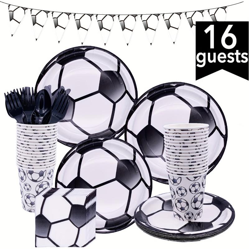 16pcs Soccer Party Supplies Soccer Theme Birthday Tableware Set