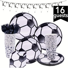 16pcs Soccer Party Supplies Soccer Theme Birthday Tableware Set