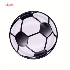 16pcs Soccer Party Supplies Soccer Theme Birthday Tableware Set