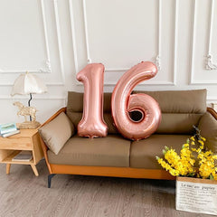 40 Inch Number Aluminum Film Balloons Rose Golden Number Balloons