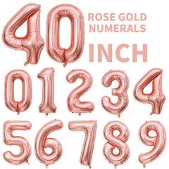 40 Inch Number Aluminum Film Balloons Rose Golden Number Balloons