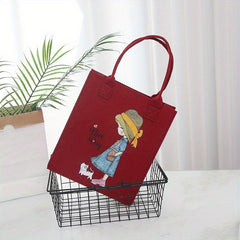 Cartoon Felt Shopping Bag for Mom, Hot Stamping Design