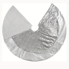 Sparkly Silver Sequin Christmas Tree Skirt with Glitter Border