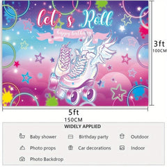 Fluorescent Roller Skating Birthday Background Cloth Party Decoration Banner