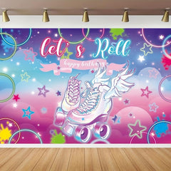 Fluorescent Roller Skating Birthday Background Cloth Party Decoration Banner
