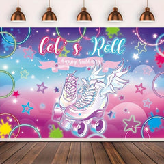Fluorescent Roller Skating Birthday Background Cloth Party Decoration Banner