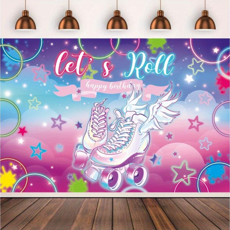 Fluorescent Roller Skating Birthday Background Cloth Party Decoration Banner