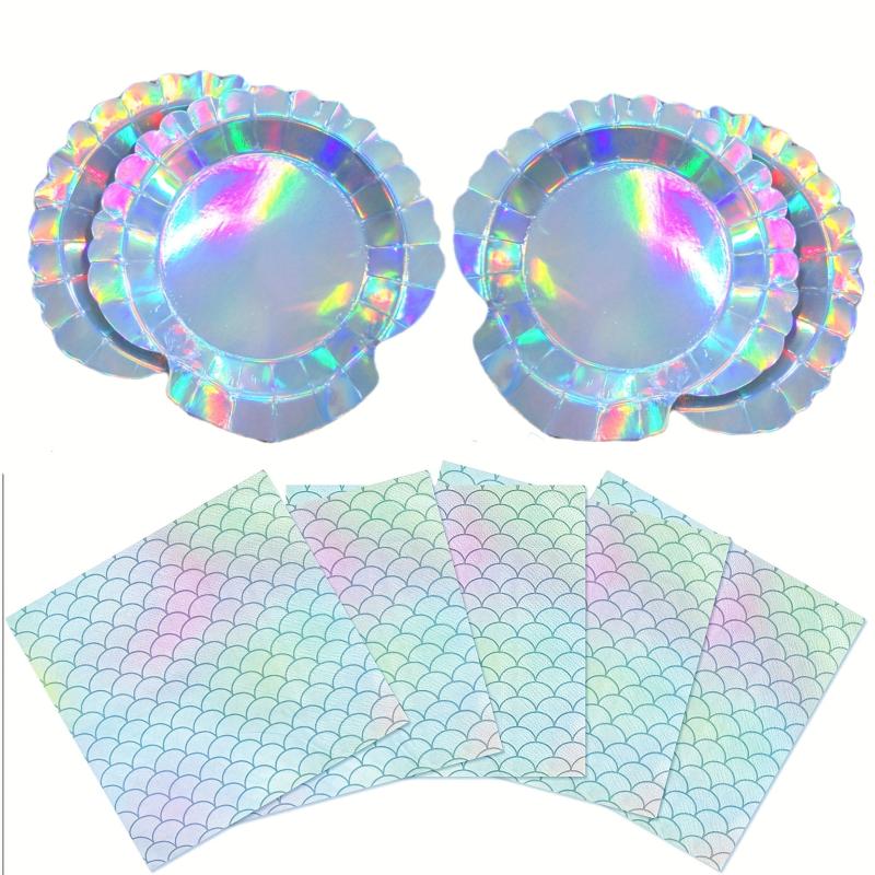 40pcs Mermaid Party Decorations Plates and Napkins Sets Ocean Theme