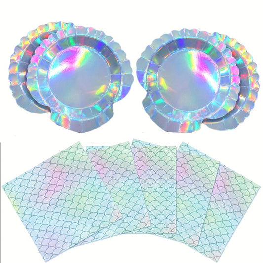 40pcs Mermaid Party Decorations Plates and Napkins Sets Ocean Theme