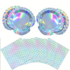 40pcs Mermaid Party Decorations Plates and Napkins Sets Ocean Theme