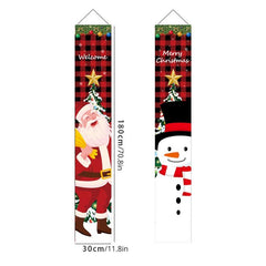 2pcs Christmas Banner Couplets Porch Decoration Holiday Flags Curtain