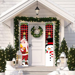 2pcs Christmas Banner Couplets Porch Decoration Holiday Flags Curtain