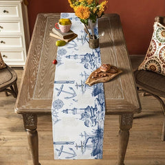 Vintage Lighthouse Lines Table Runner 13x72 Inch