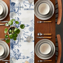 Vintage Lighthouse Lines Table Runner 13x72 Inch