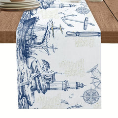 Vintage Lighthouse Lines Table Runner 13x72 Inch