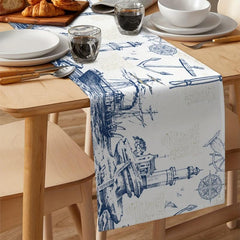 Vintage Lighthouse Lines Table Runner 13x72 Inch